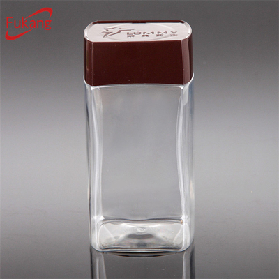 450ml rectangle shape plastic food grade jar,plastic container honey food packaging with brown color screw cap