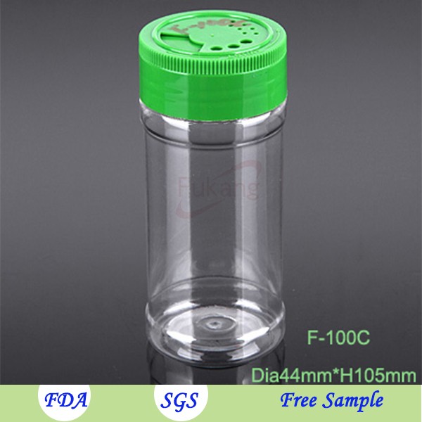 Different volume 70ml 100ml 200ml salt plastic bottle PET spice bottle with toothpick cap