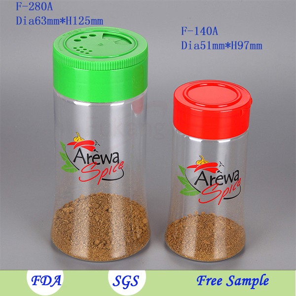 200ml Plastic PET Spice Shaker bottle for salt pepper