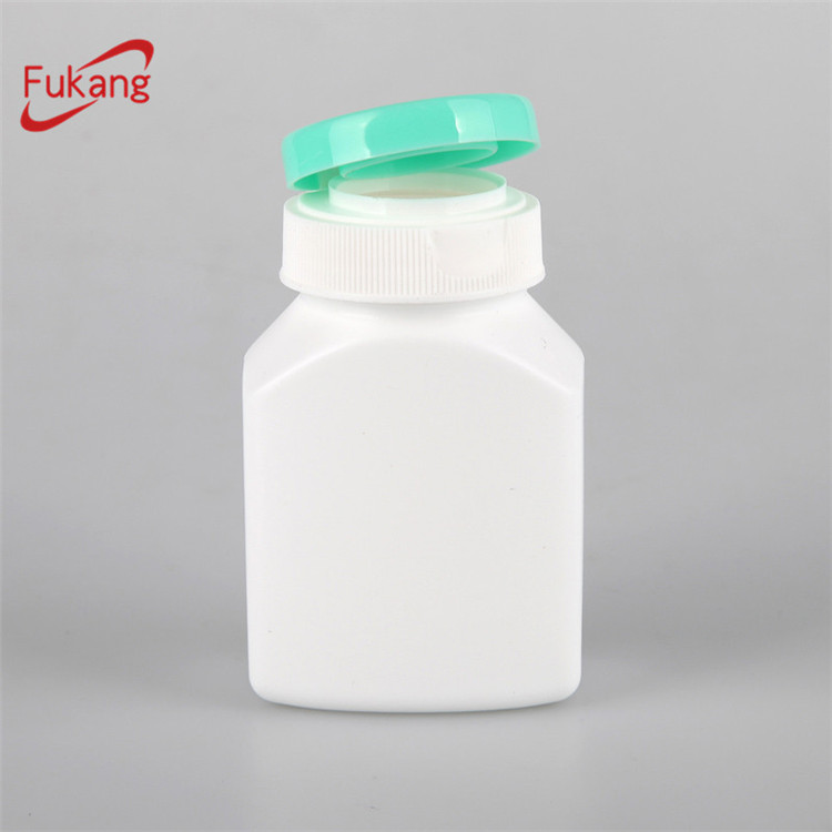 3oz square hdpe medicine bottle with CRC, empty plastic dietary supplement bottles, small hdpe softgel bottle wholesale