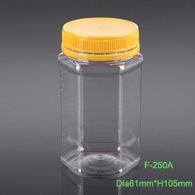 250ml 850ml 1300ml wholesale Home kitchen Sealed clear plastic hexagon small nuts cashew chocolate cookie Dry Food Storage jars