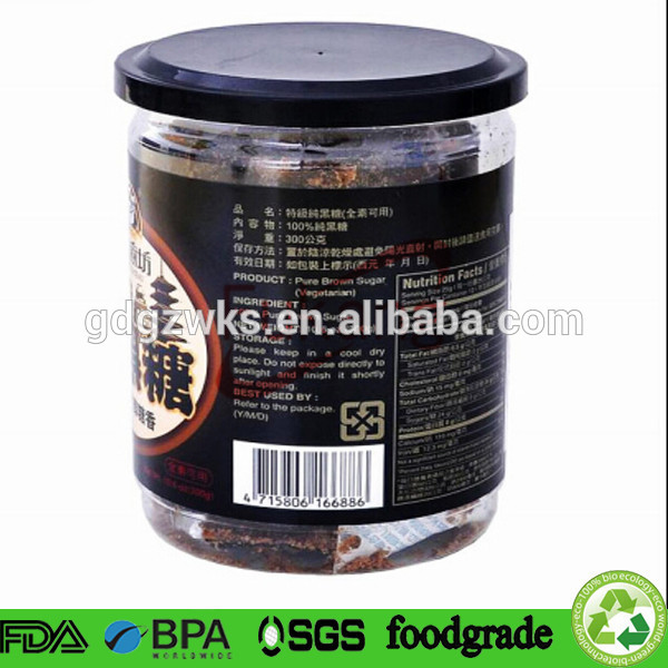 PET plastic can with aluminium easy open lid for packing tea 500ml