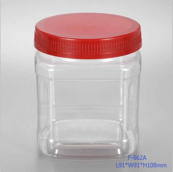 Custom Square PET Food Plastic Jar With Screw Cap