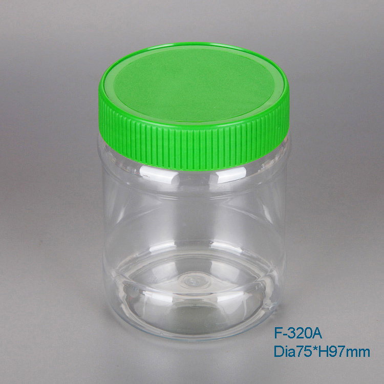 Wholesa 320ml clear plastic jars food grade for candy PET storage jars
