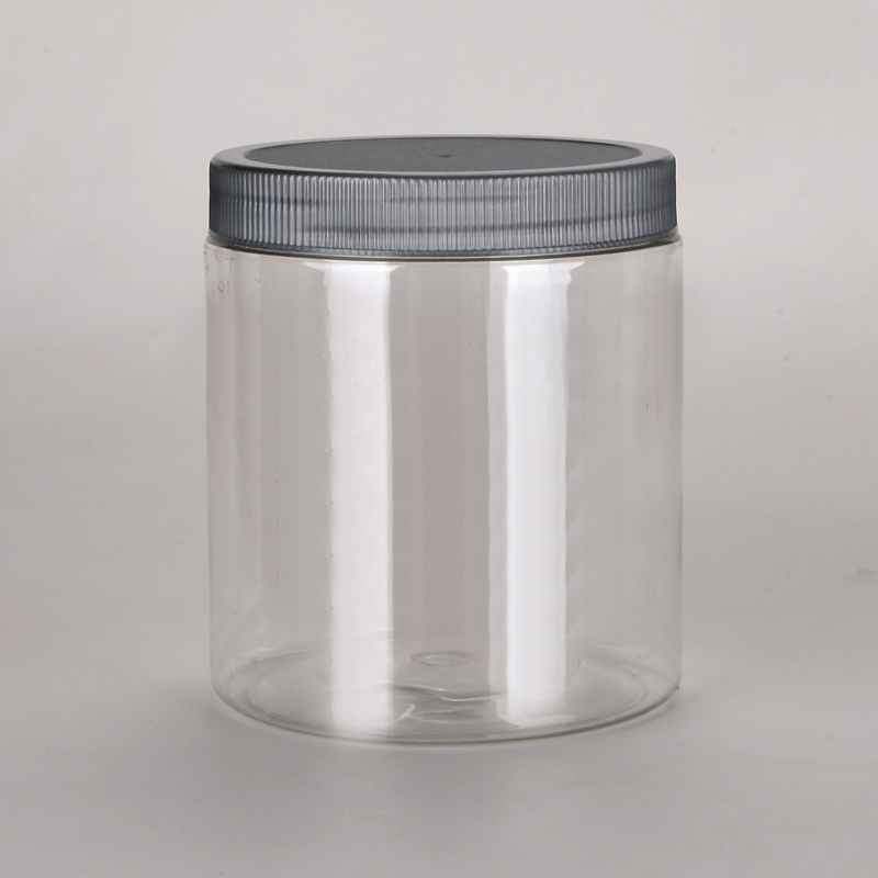 PET 650ml plastic mason jars with handle,blue 22oz PET wide mouth plastic jars for food