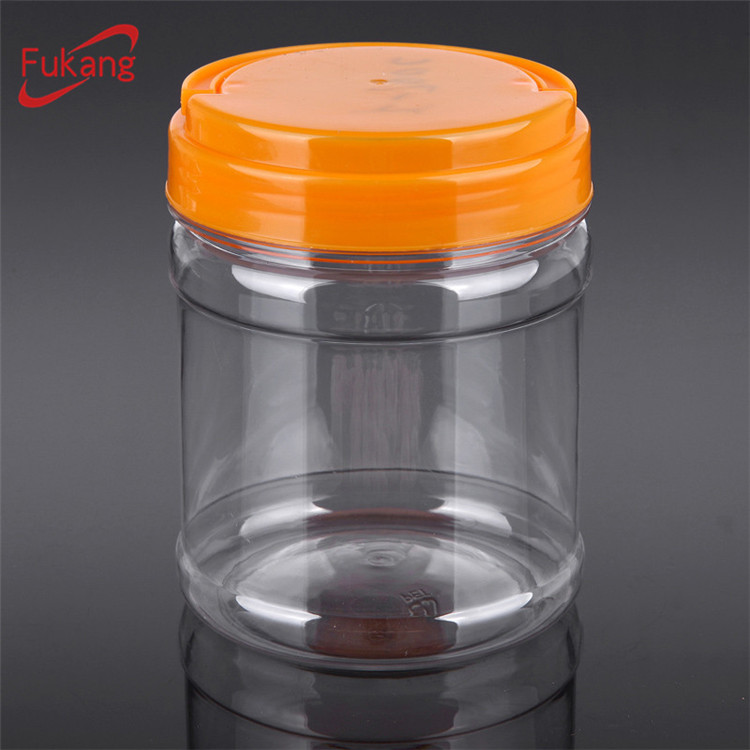 20 OZ Clear Cylindrical PET Plastic Jar with Aluminum Lid for Food