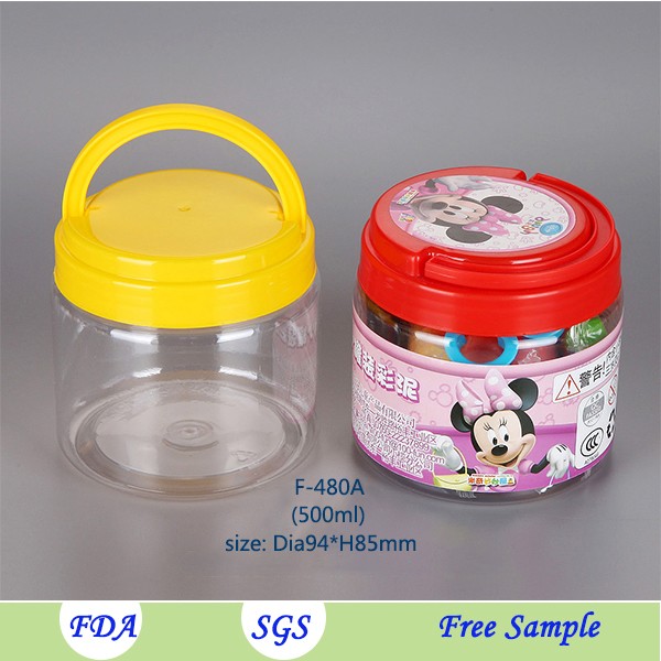 Wholesale 450ml square shape food grade clear empty plastic jar