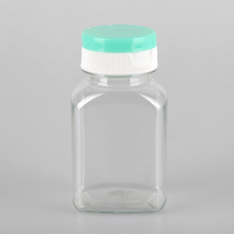 210cc Transparent Plastic PET medical pill bottle with CRC cap