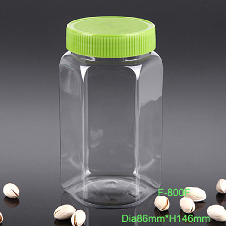 Wholesale Clear 750ml PET Food Bottle And PET Container Plastic Candy Bottle,Hexagon Shape Plastic Food Grade Jar