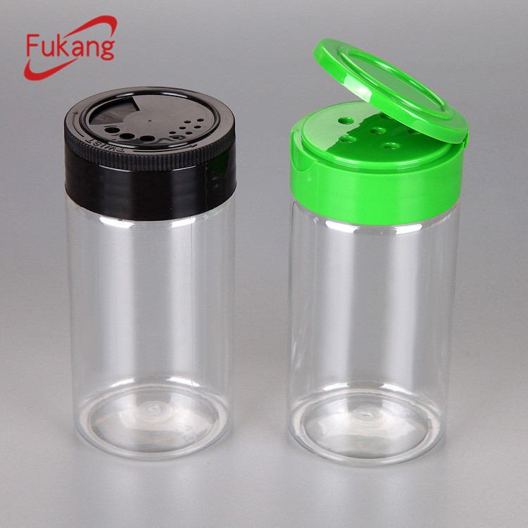 200cc Clear Plastic Spice Container with Sifting Lid, Transparent Bamboo Shape PET Pepper Bottle with Shaker Lid