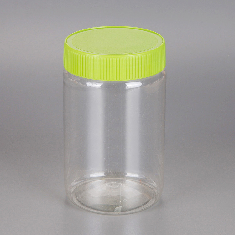 Food grade cylindrical round 450ml transparent plastic food PET jars