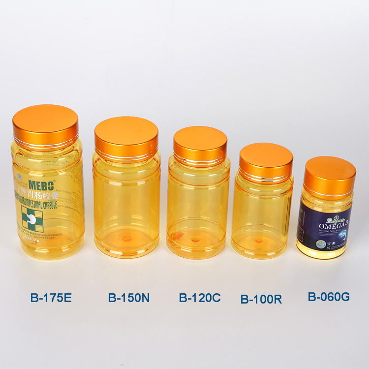 round / square shaped frosted design PET plastic medicine bottle / container / jar for capsules storage