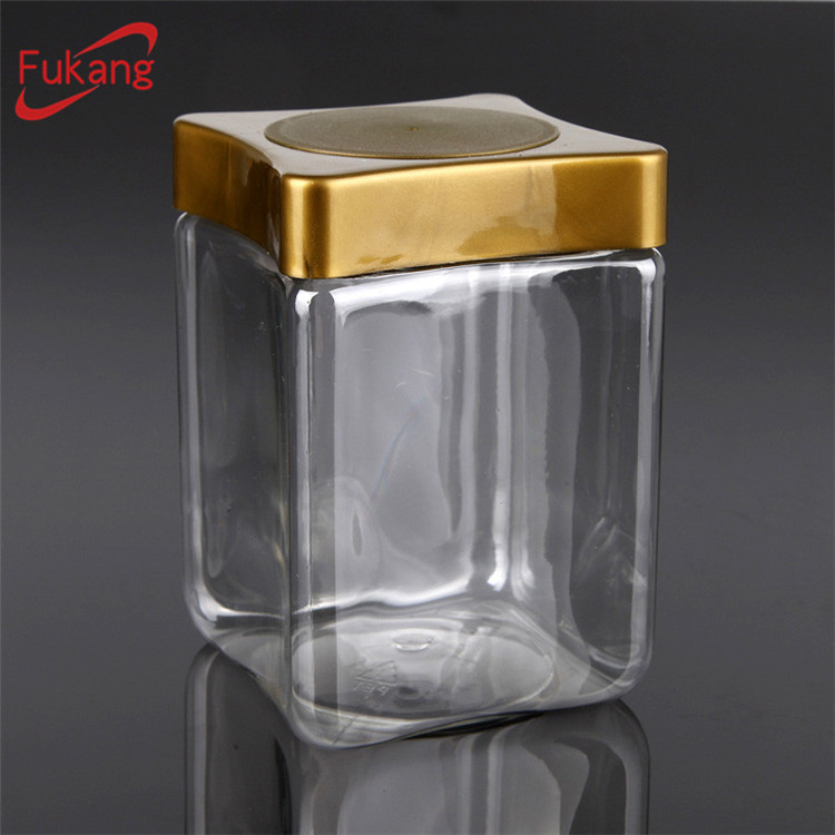 450ml rectangle shape plastic food grade jar,plastic container honey food packaging with brown color screw cap