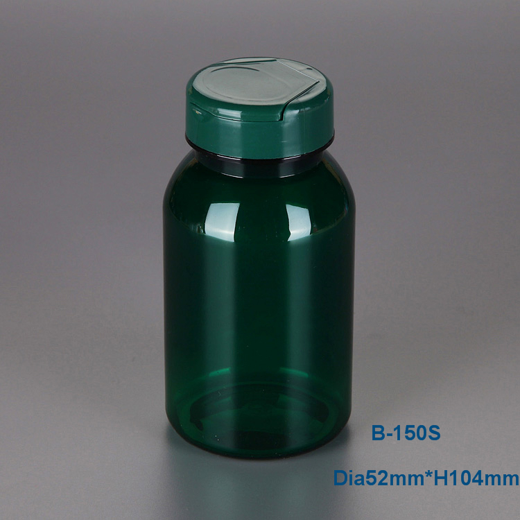 150ml series Hot sale pharmaceutical PET medicine healthy capsule pill bottle empty protein powder bottle with flip top cap lid