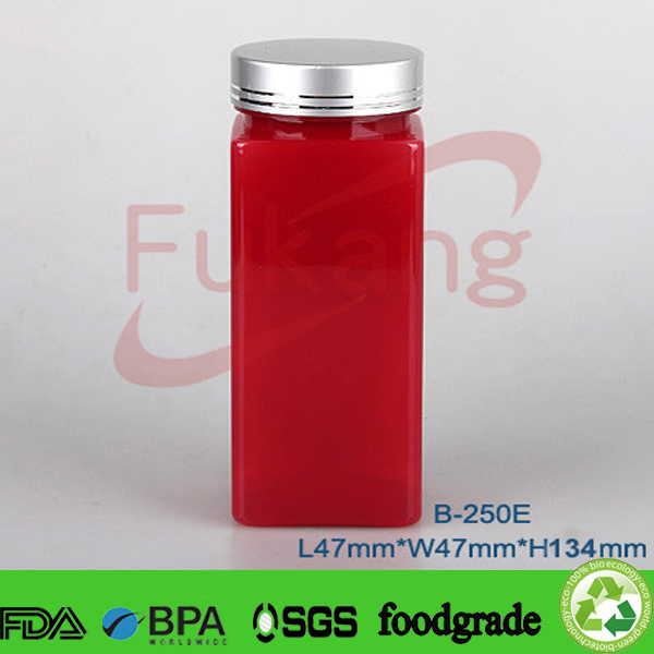 250ml square PET plastic capsule bottles with cap, 250cc transparent medicine pill containers wholesale made in China supplier
