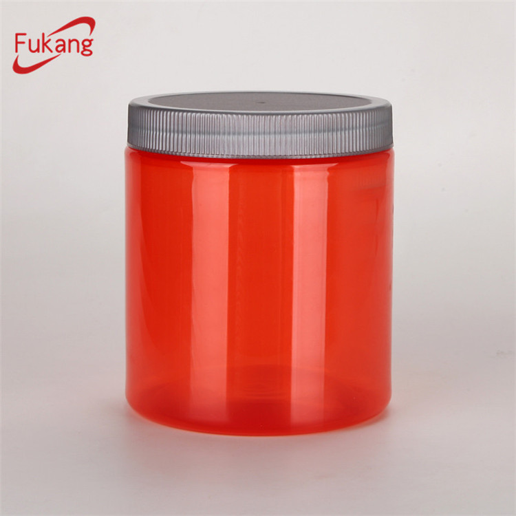 cylindrical containers plastic with lid,22oz red PET airtight canister food grade on sale