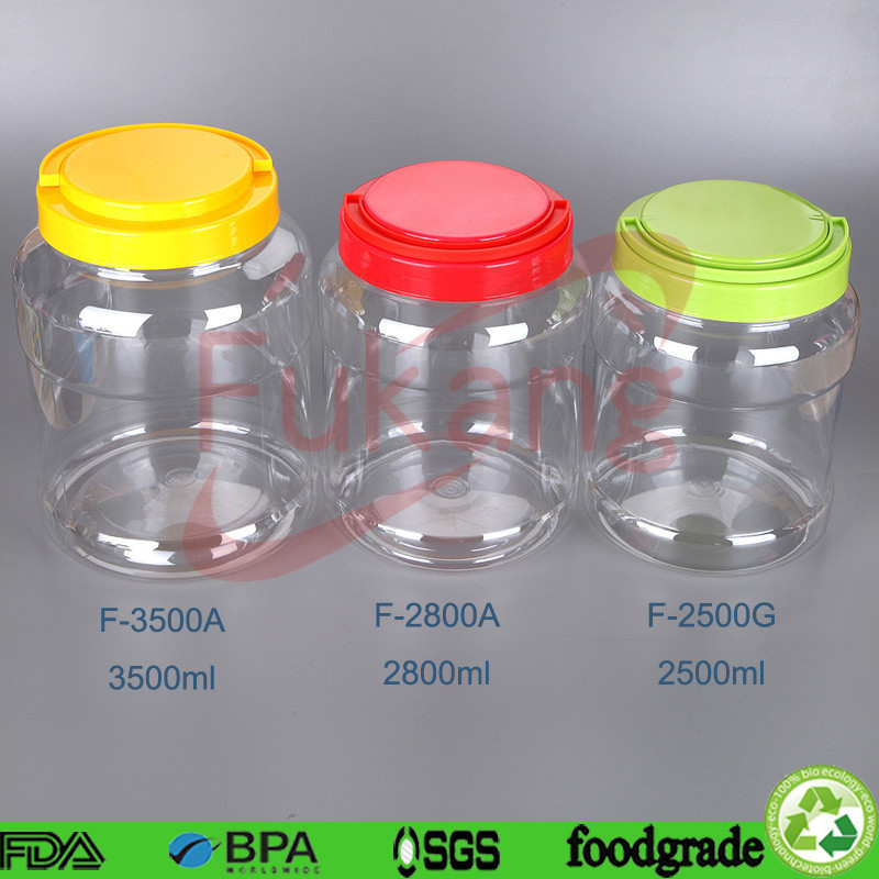 Wholesale Clear 2500cc PET Plastic Round Shaped Candy Container