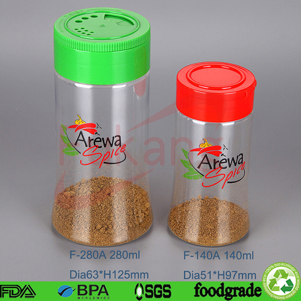 factory wholesale 150ml plastic sugar salt container with sifting cap,100cc spice packaging containers