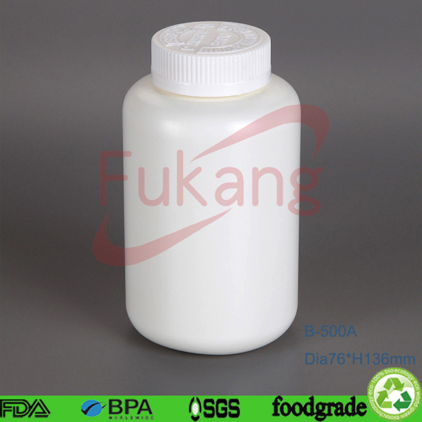 White 500cc hdpe plastic bottle with screw lid for packaging food powder