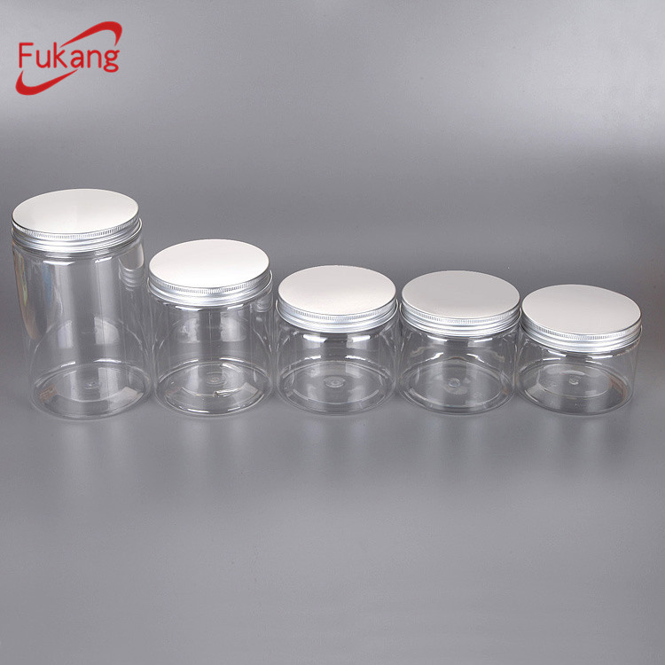 Round shape clear jar screw cap food packing PET bulk sale plastic 450ml cream jar