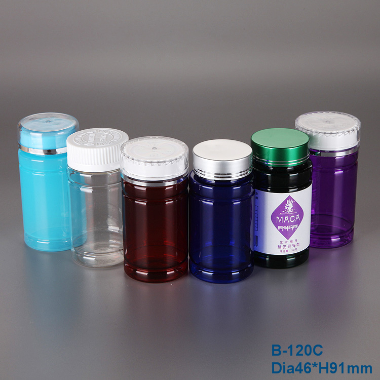Plastic pill bottles 120ml PET pharmaceutical capsule pill bottle with seal cap medicine vitamin bottles