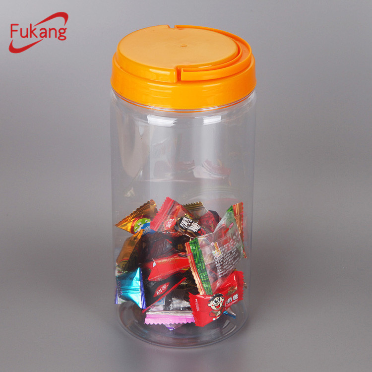 1 liter wide mouth clear PET plastic gift tall round jar packaging DIY toy with aluminum screw lid