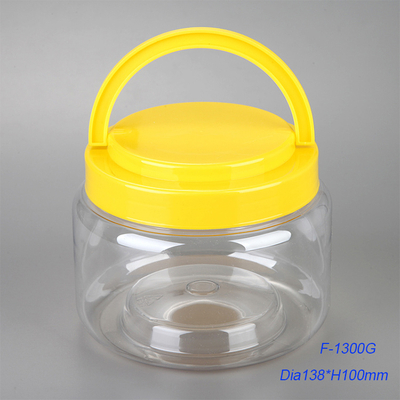 1300ml PET transparent round shape plastic food storage container with handle cap supplier