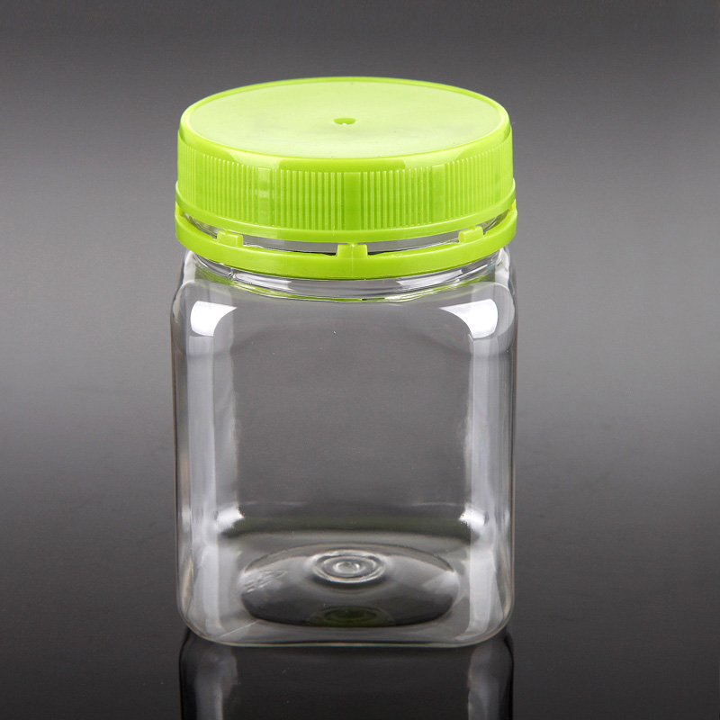 Packing Jar,200ml Tamper proof Plastic Food Bottle Tubs for Nuts,Pet Square Bottle Supplier