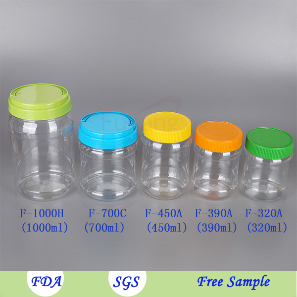 320ml(320cc)PET plastic container/jar with handle cap, good sealing plastic jar for packaging food grade liquid sauce