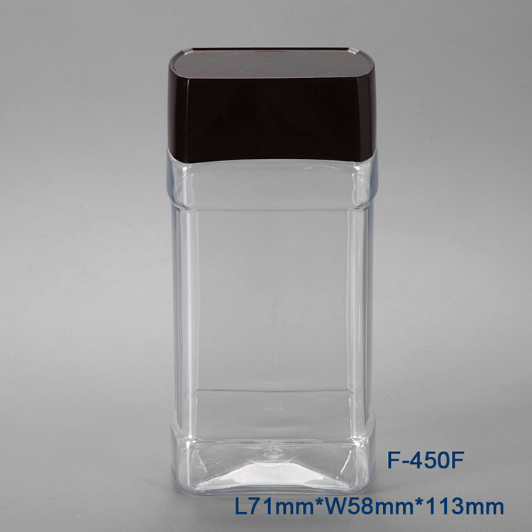 450ml rectangle plastic coffee storage container,food grade PET plastic jar / clear bottle packing coffee bean