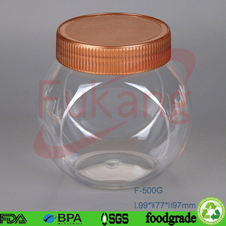 screw cap PET plastic bottle candy jar wholesale 300ml- 500ml plastic jar for packing jam and dried food
