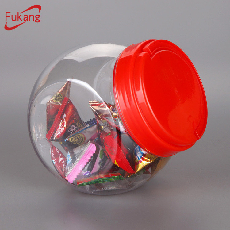 630ml ball shaped wide mouth clear food grade PET plastic jar cookies container
