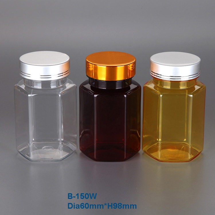 200cc empty clear plastic drug pill bottle PET container child proof cap Fukang Factory in Dongguan China