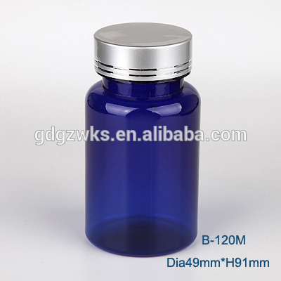 120cc pet plastic pill bottle with flip top cap, amber plastic capsule bottles