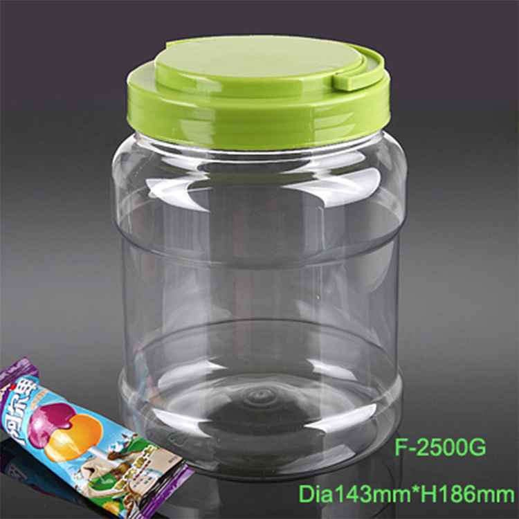 2.8 L Clear plastic jar with screw top lids for food