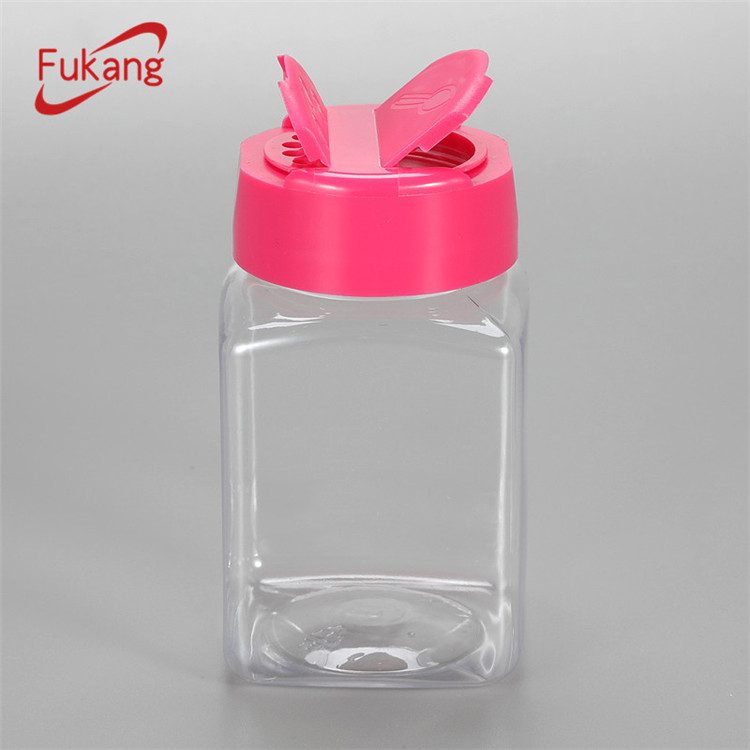 2oz clear small round PET plastic raw sea salt / spice powder packaging jar with shaker lid ODM/OEM