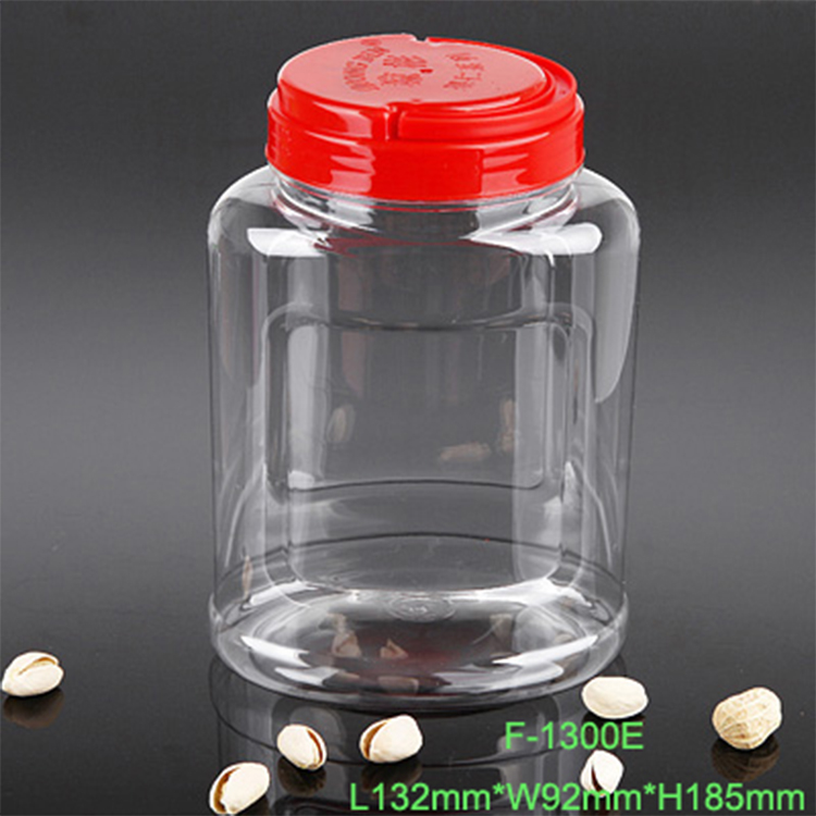 1300ml food jars and PET bottles for sale,large empty PET food container plastic bottle with handle cap