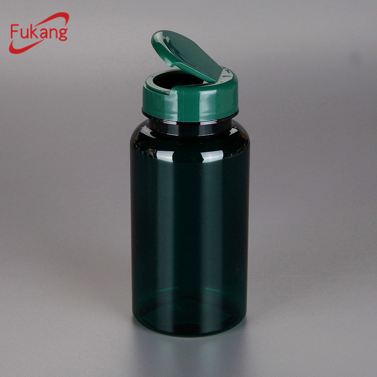 150cc Plastic Pills Bottles With Flip Top Cap, Green PET Bottle For Medicine