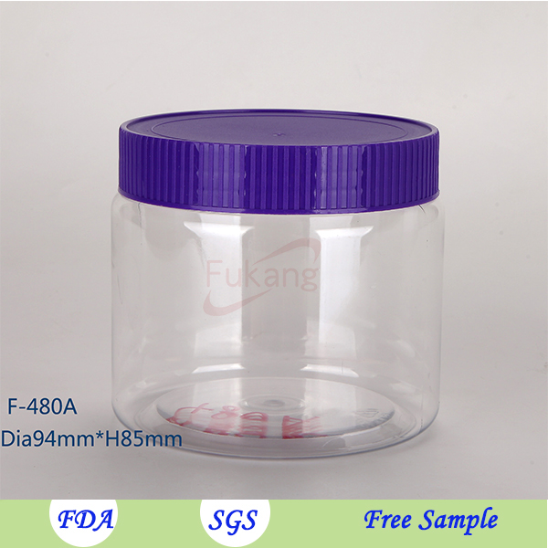 480ml round plastic pet jar for peanut butter