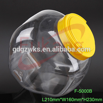Free sample 5 liter big heart shape pet clear plastic jar for candy, tea, nuts, chocolate,plastic jar