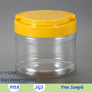 1125ml PET lollipop jar,clear cylindrical shape plastic jar/container