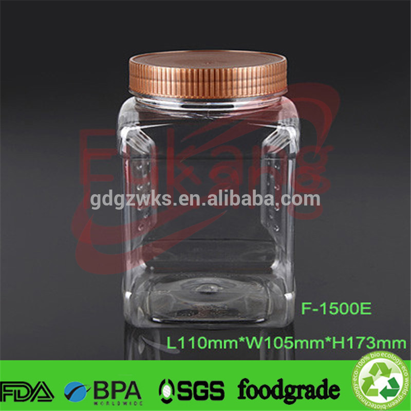Wholesale 1500ml large plastic jar square pet food container