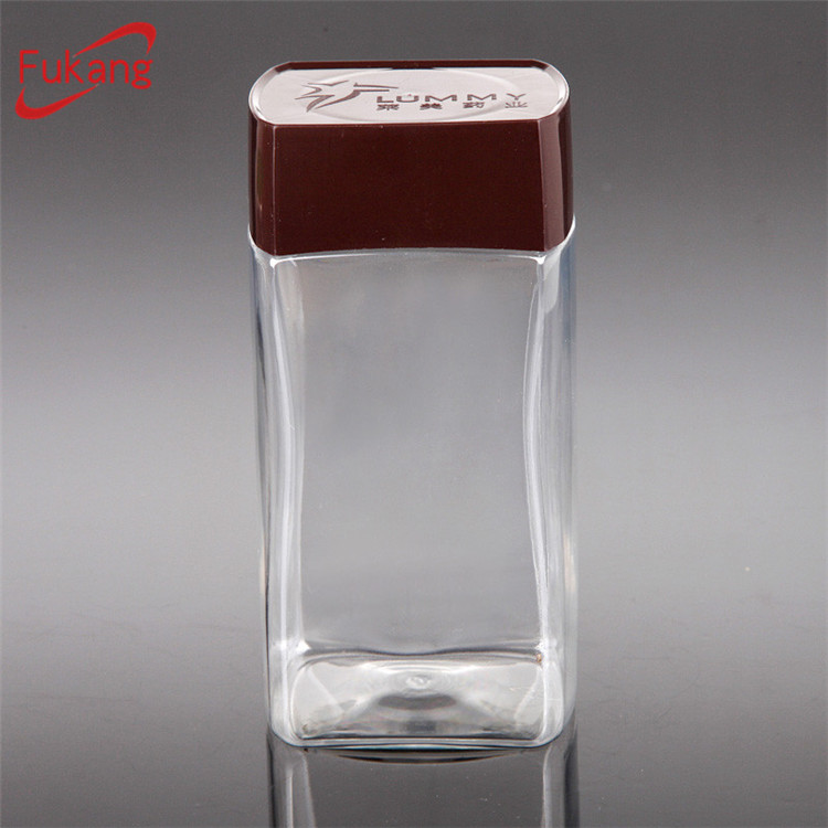 Dry food/face cream/pomade seal PET plastic jar transparent with screw cap