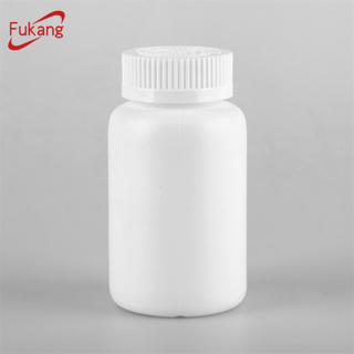 225cc round white HDPE plastic pill bottle with PP screw top cap and aluminum foil sealing gasket