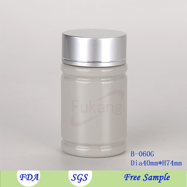 60ml PET plastic health food bottles / bottle packaging oyster fresh peptide with custom made logo sticker label