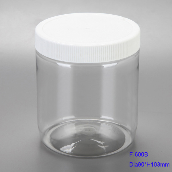 Clear Plastic Straight Sided Jars with aluminum lid , PET food packaging jars