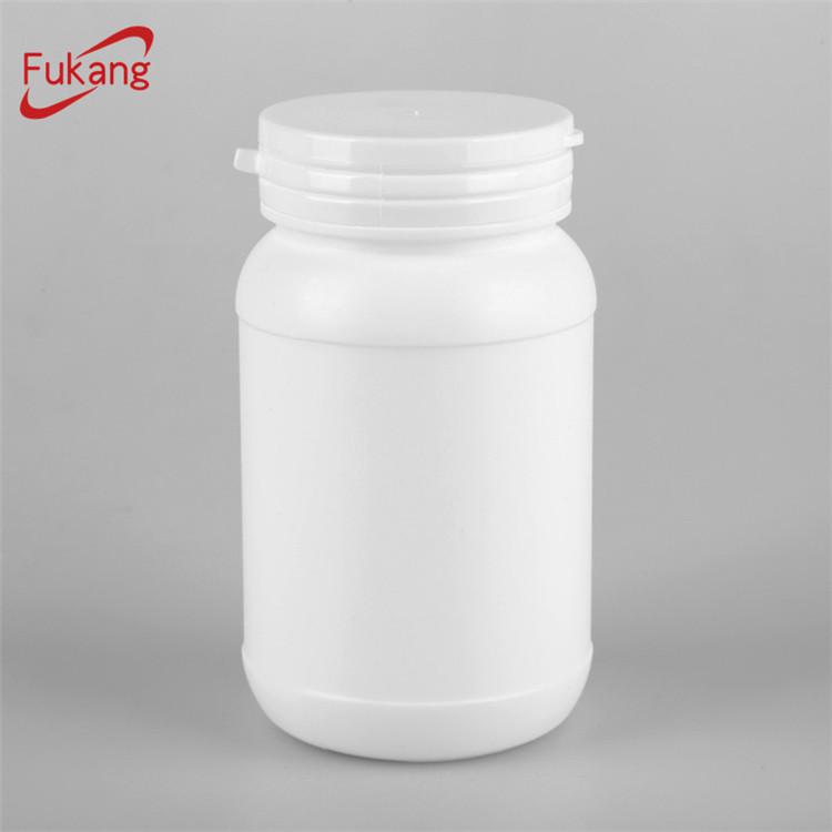 300ml HDPE white small plastic round capsules and pill bottle for powder, empty plastic medicine bottle
