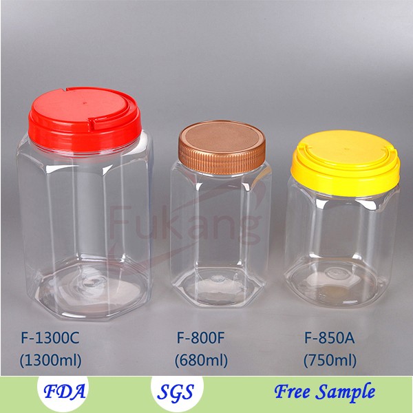 triangle shape 780ml food garde plastic container empty and clear plastic jar, wholesale plastic jar
