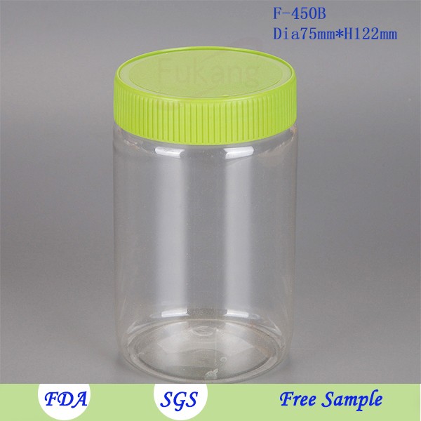 China Supplier 450ml Plastic Peanut Butter Jar PET Food Packaging Bottle