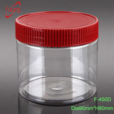 bpa free plastic jars wholesale pet bottle suppliers Cylindrical clear bottle 450ml food plastic jar,pet wide mouth candy jars